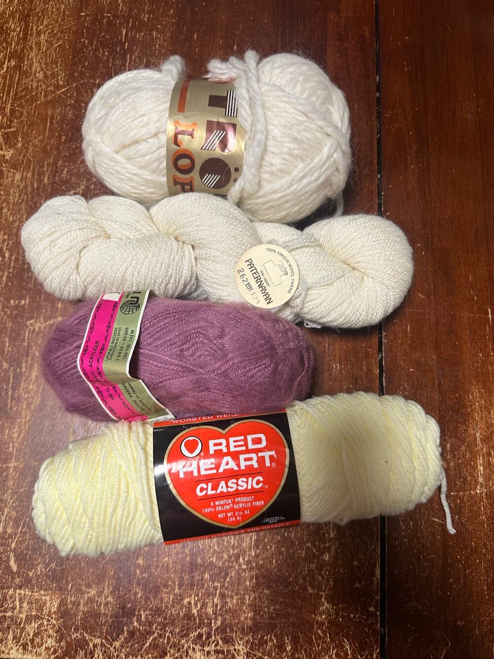 Assorted Yarn 100%  Wool Acrylic Ivory Light Purple Pale Yellow Crochet Lot